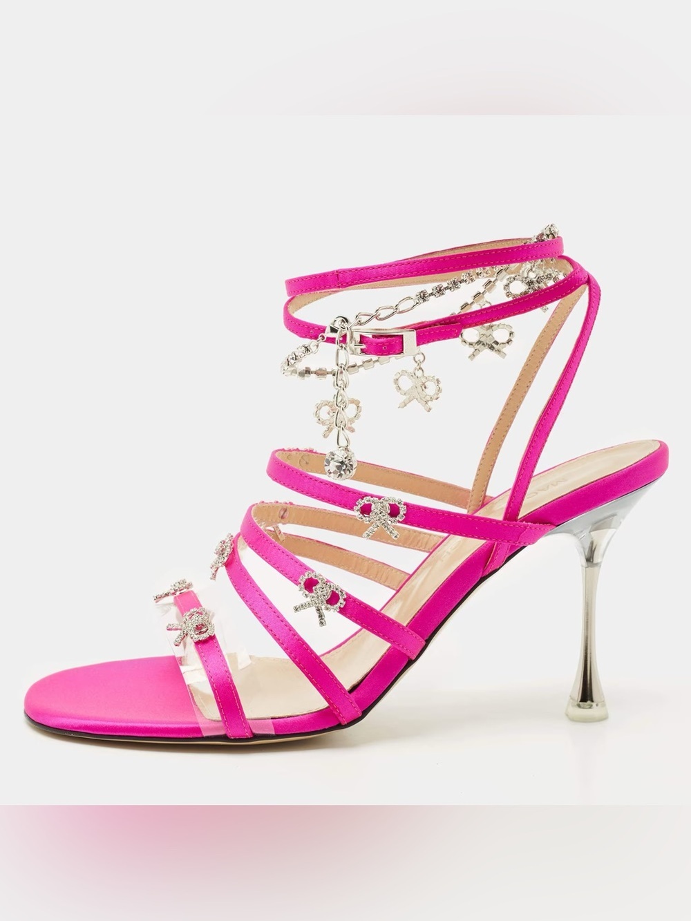 Mach & Mach Camille PVC and Satin Ankle Strap Sandals Heels - Pink - NWOB